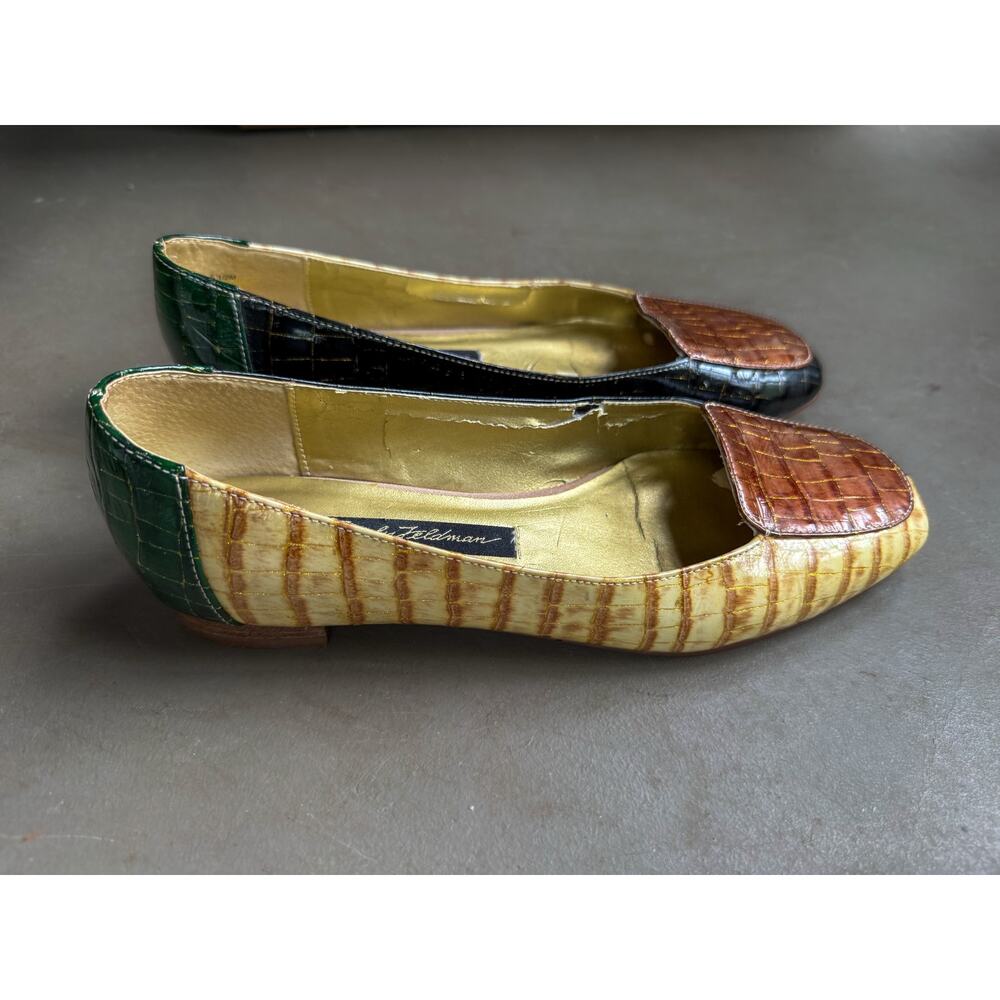 Barry Teldman Vintage Patchwork Croc Embossed Leather Loafers Size 5.5M